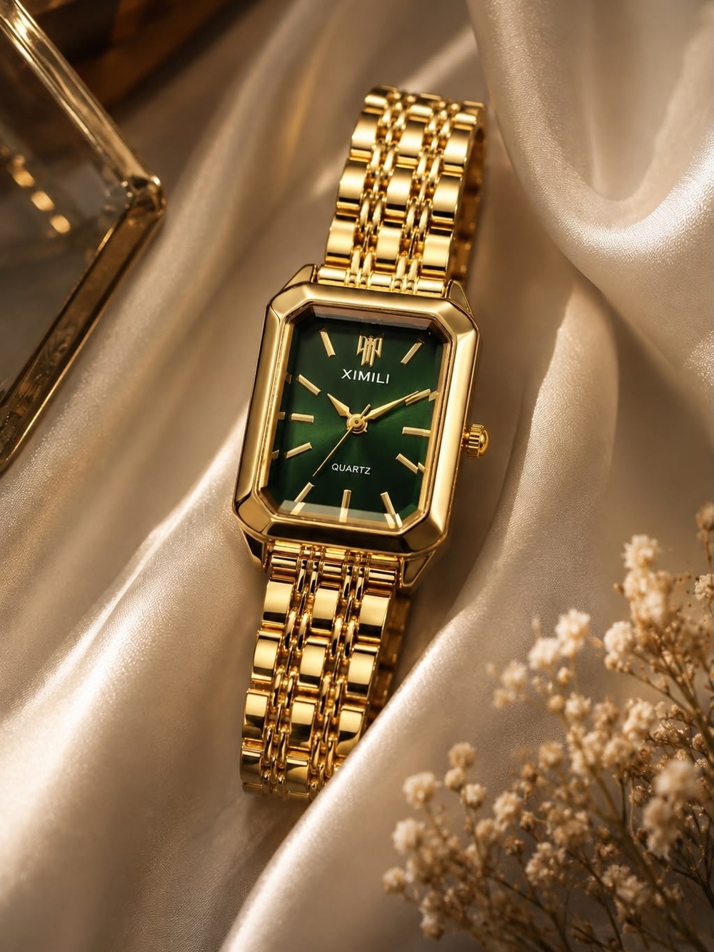 Women's Gold Bracelet Watch with Green Dial